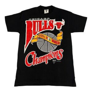 VTG Chicago Bulls T-Shirt Single Stitch 1991 World Champs Unisex Adult‎ Sz M USA